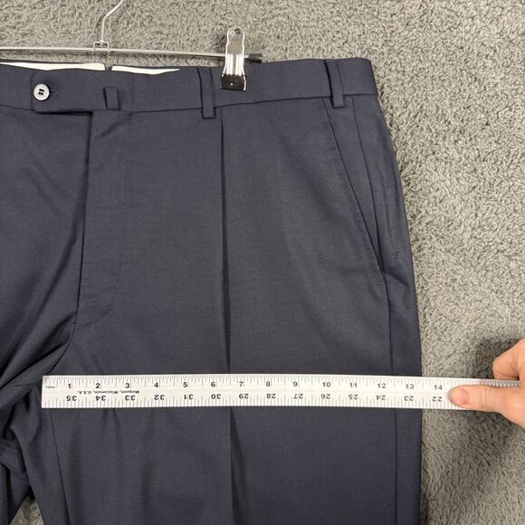 Isaia Pants Mens 38x32 Blue Classic Fit Dress Slacks Super 130s Wool Italy - Picture 9 of 12